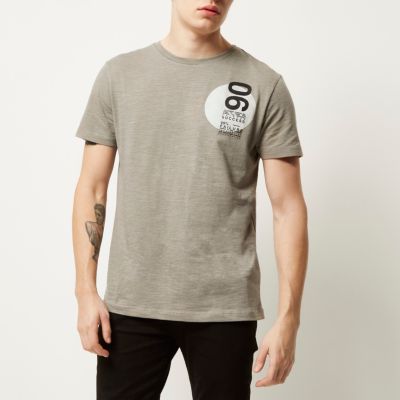 Grey circle slogan print t-shirt